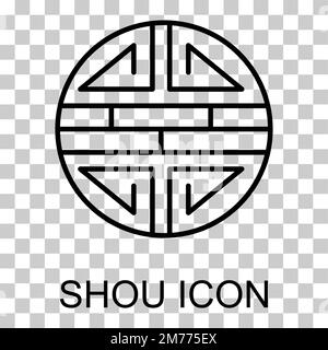 Traditional shou icon, spiritual isolated shu flat symbol, asian vector illustration . Stock Vector