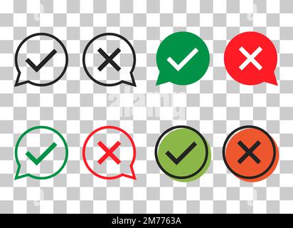 Set of check do dos mark, correct wrong sign, vector illustration choice icon . Stock Vector