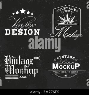Set of vintage mockup logo design vector Stock Vector