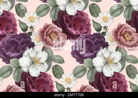 Beautiful hand drawn seamless roses background vector Stock Vector