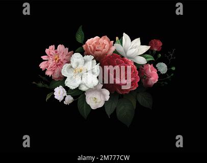 Beautiful hand drawn various roses vector Stock Vector