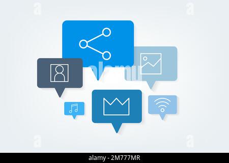 Social media icons in speech bubbles vector Stock Vector