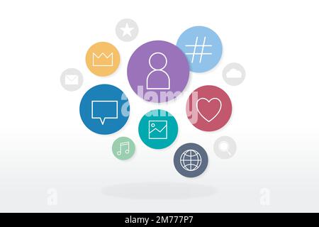 Social media icons in speech bubbles vector Stock Vector