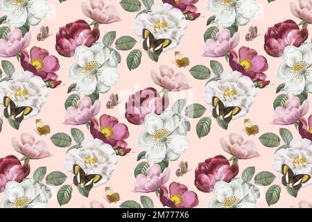 Beautiful hand drawn seamless roses background vector Stock Vector