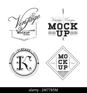 Set of vintage mockup logo design vector Stock Vector