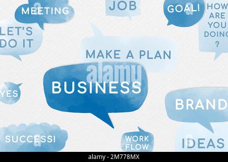Business plan blue speech bubble vectors set Stock Vector
