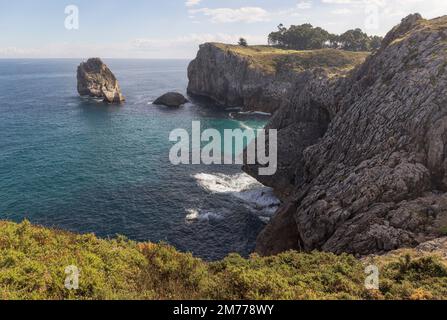 Hell Cliffs Coastal Path, Acantilados del Infierno Trail in Asturias, Spain Stock Photo