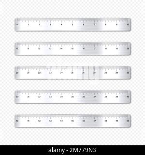 Realistic various shiny metal rulers Royalty Free Vector