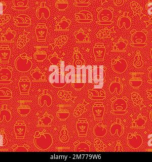 Red Vector Chinese New Year Food repeat pattern design Stock Vector