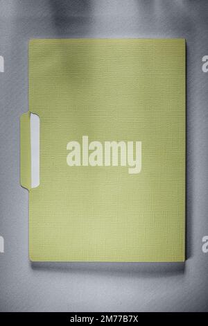 Office folder with paper sheets on grey background. Stock Photo