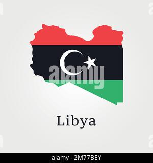 Libya map and flag in white background Stock Vector