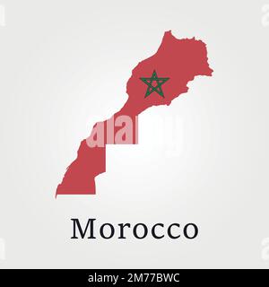 Morocco map outline country shape national borders state Stock Vector