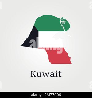 Flag-map of Kuwait Stock Vector