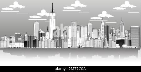 New York skyline vector illustration in line art style Stock Vector