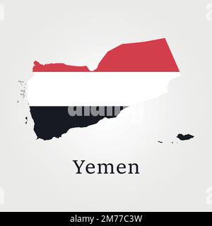 Polygonal map of Yemen with flag ,vector illustration Stock Vector