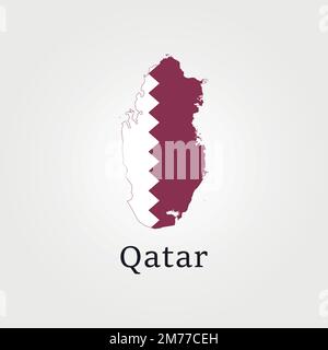 Qatari flag overlay on Qatari map with polygonal style.(EPS10 art vector) Stock Vector