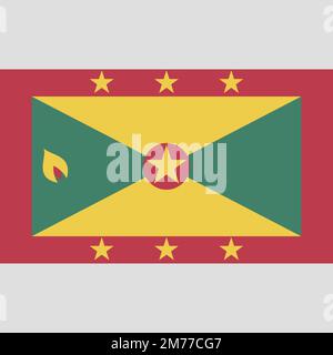 Grenada flag with official colors and the aspect ratio of 3:5. Flat vector illustration. Stock Vector