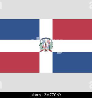Vector flag of Dominican Republic. Accurate dimensions and official colors. Symbol of patriotism and freedom. Stock Vector