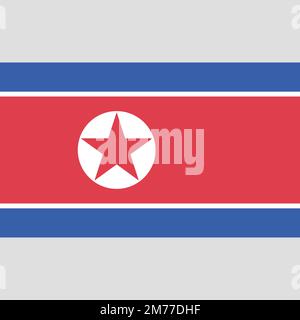 North Korea flag vector graphic. Rectangle North Korean flag illustration. North Korea country flag is a symbol of freedom Stock Vector