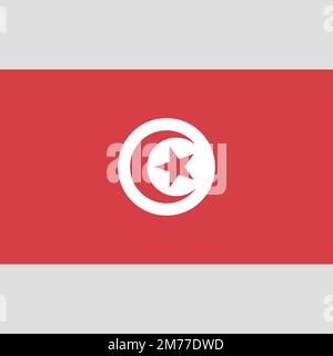 Tunisia flag with official colors and the aspect ratio of 2:3. Flat vector illustration. Stock Vector