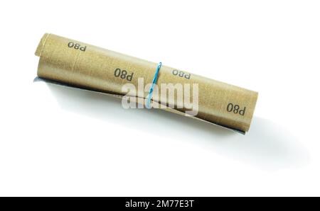 rolled sand paper isolated on white Stock Photo