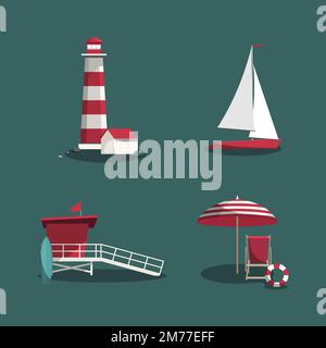 summer time beach icon collection vectors Stock Vector
