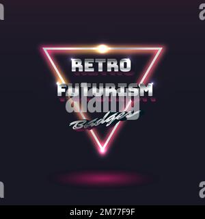 Retro neon triangle badge vector Stock Vector