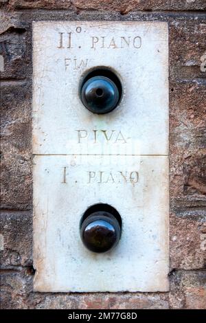Old mechanical doorbell in Ferrara, Italy Stock Photo