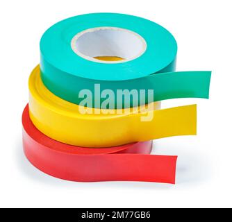 stack of insulation tape rolls isolated on white Stock Photo