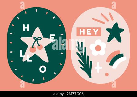 Tropical greetings sticker vector collection Stock Vector