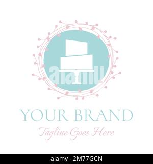Pastel Cake Logo Design. Vintage Style Icon Stock Vector