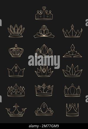 Luxurious royal crown designs vector collection Stock Vector