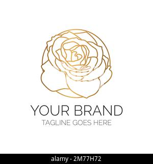 Elegant Thin Rose Flower Logo. Floral Emblem Stock Vector