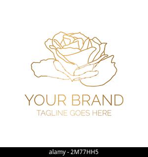 Beautiful Thin Rose Flower Logo Stock Vector