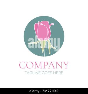 Nice Pink Rose Logo Design Stock Vector