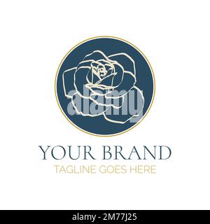Blue Rose Flower Logo Design Stock Vector