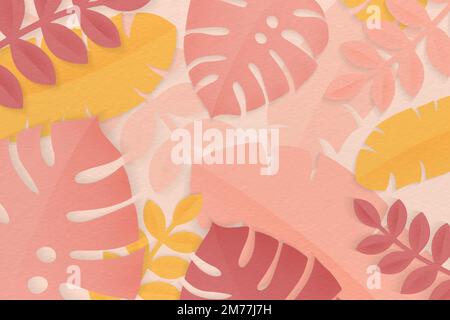 Pink tropical leaves patterned on a pastel background vector Stock Vector