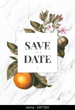 Tropical save the date wedding card vector Stock Vector