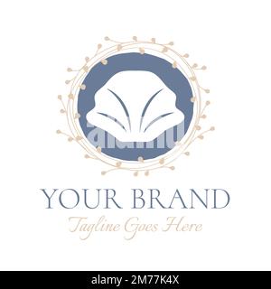 Blue Shell Logo Design. Vintage Style Icon Stock Vector