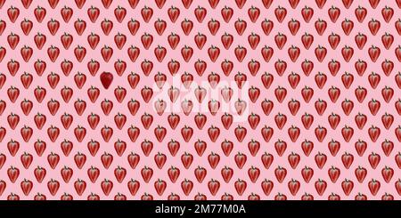 seamless pattern of fresh strawberry half on pink background  Stock Photo