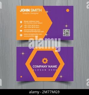 Professional business card design template for company or business. Stock Vector