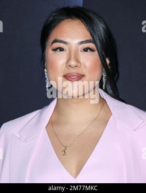 Los Angeles, United States. 07th Jan, 2023. LOS ANGELES, CALIFORNIA, USA - JANUARY 07: Janette Ok arrives at ESPN And CFP's Allstate Party At The Playoff Event 2023 held at The Majestic Downtown on January 7, 2023 in Los Angeles, California, United States. (Photo by Xavier Collin/Image Press Agency) Credit: Image Press Agency/Alamy Live News Stock Photo