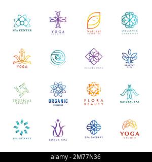 Set of colorful yoga and spa logo vector Stock Vector