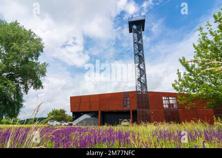 Mikulcice (Mikultschitz): Mikulcice-Valy archaeological site and museum with remains of a significant Slavic gord from the times of the Great Moravian Stock Photo