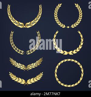 Set of laurel wreath illustration vectors Stock Vector