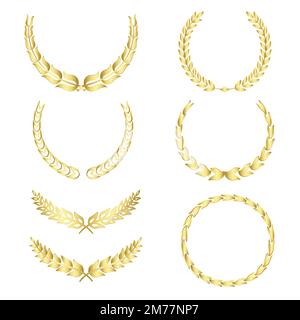 Set of laurel wreath illustration vectors Stock Vector