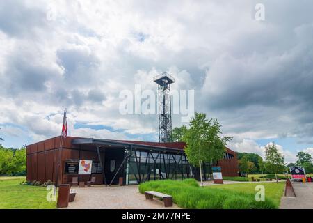 Mikulcice (Mikultschitz): Mikulcice-Valy archaeological site and museum with remains of a significant Slavic gord from the times of the Great Moravian Stock Photo