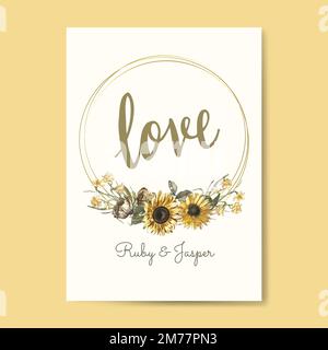 Floral love card mockup vector Stock Vector