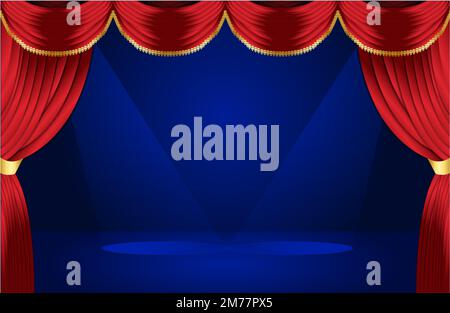 Thai pattern stage backdrop with curtain for decoration vector illustration Stock Vector