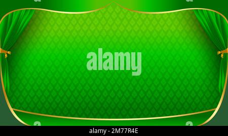 Thai pattern stage backdrop with curtain for decoration vector illustration Stock Vector